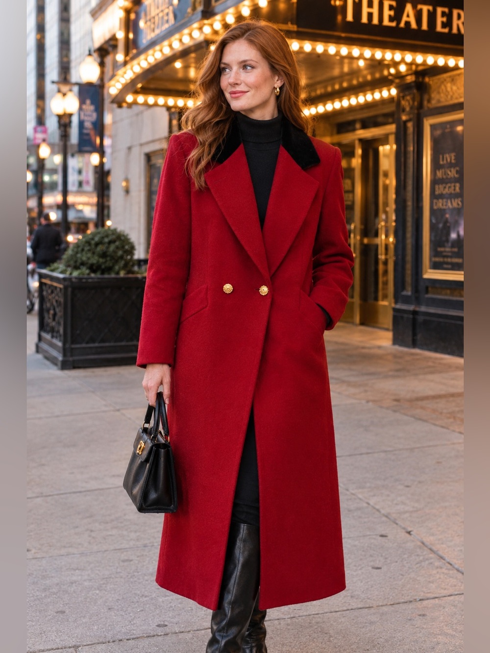 Forecaster Of Boston 100% Pure Wool Vintage Coat Velvet Collar Red Sz 11/12